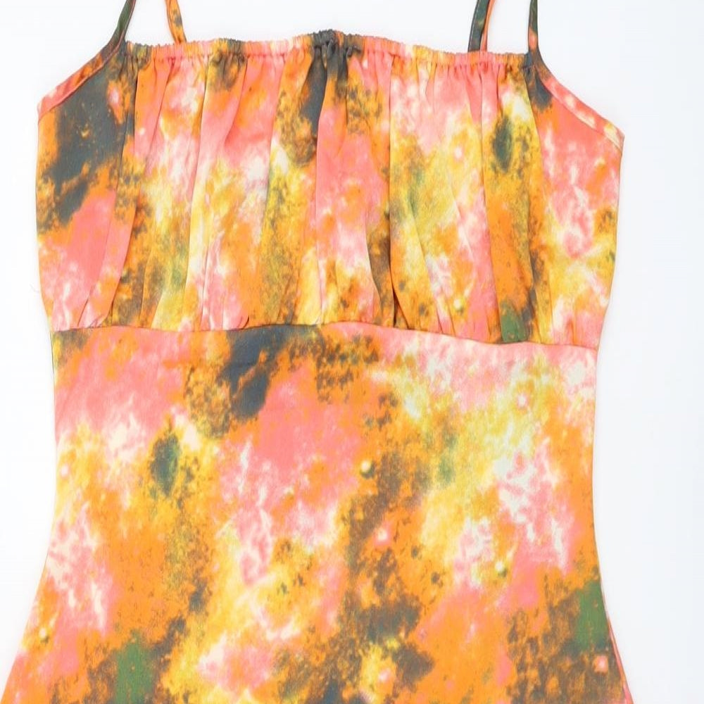 Nasty Gal Womens Multicoloured Geometric Polyester Bodycon Size 10 Square Neck Zip