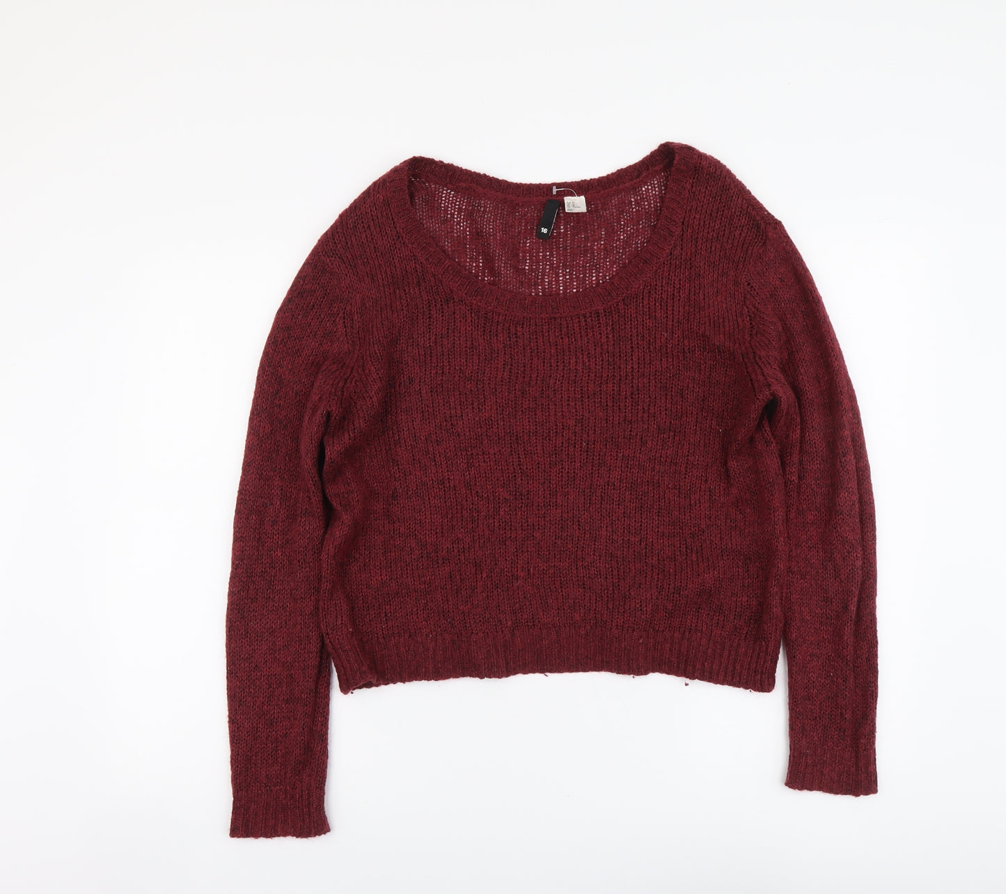 H&M Womens Red Scoop Neck Viscose Pullover Jumper Size 16