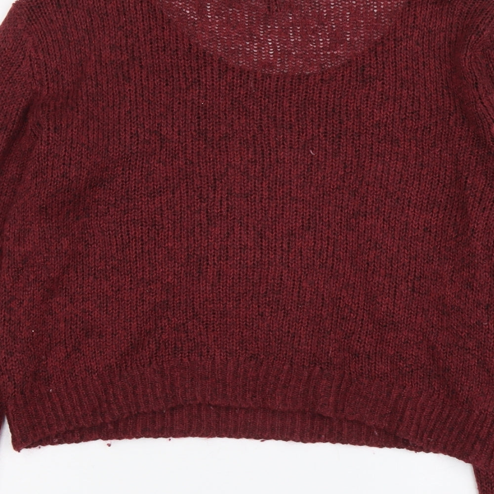 H&M Womens Red Scoop Neck Viscose Pullover Jumper Size 16