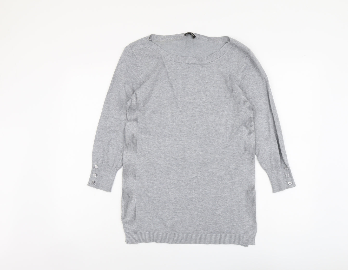Papaya Womens Grey Scoop Neck Viscose Pullover Jumper Size 14