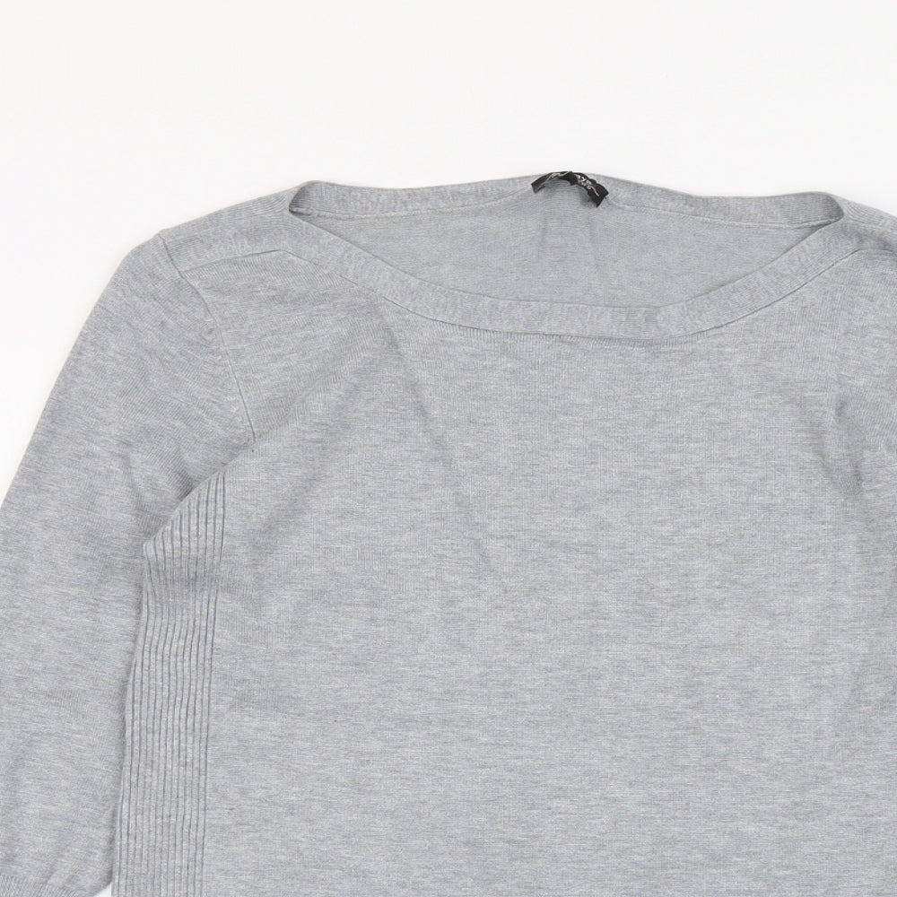 Papaya Womens Grey Scoop Neck Viscose Pullover Jumper Size 14