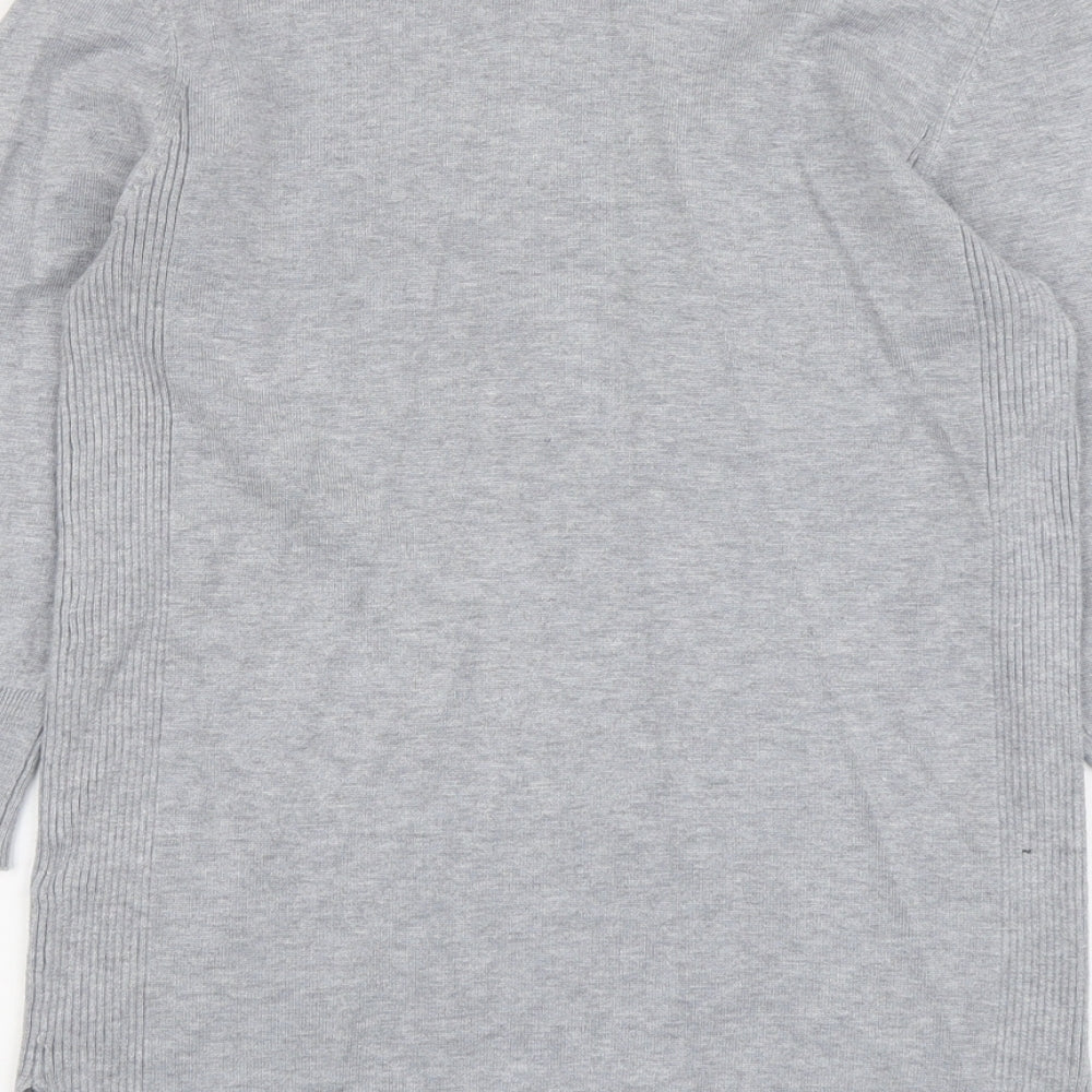 Papaya Womens Grey Scoop Neck Viscose Pullover Jumper Size 14
