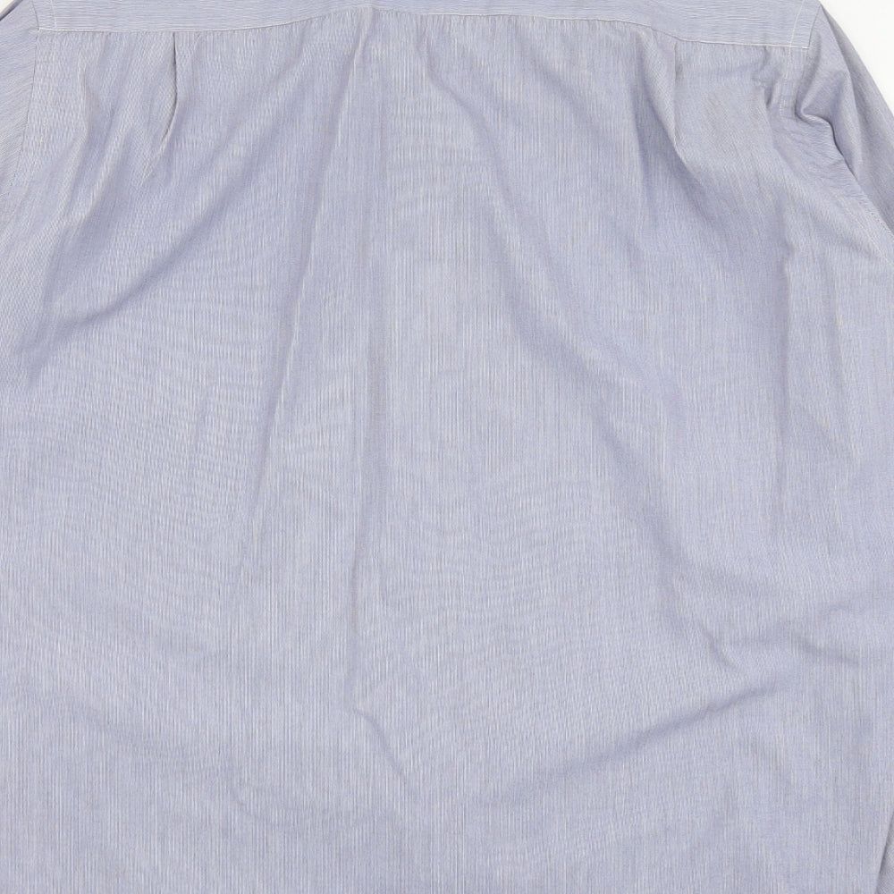 Thomas Nash Mens Blue Polyester Dress Shirt Size 16 Collared Button
