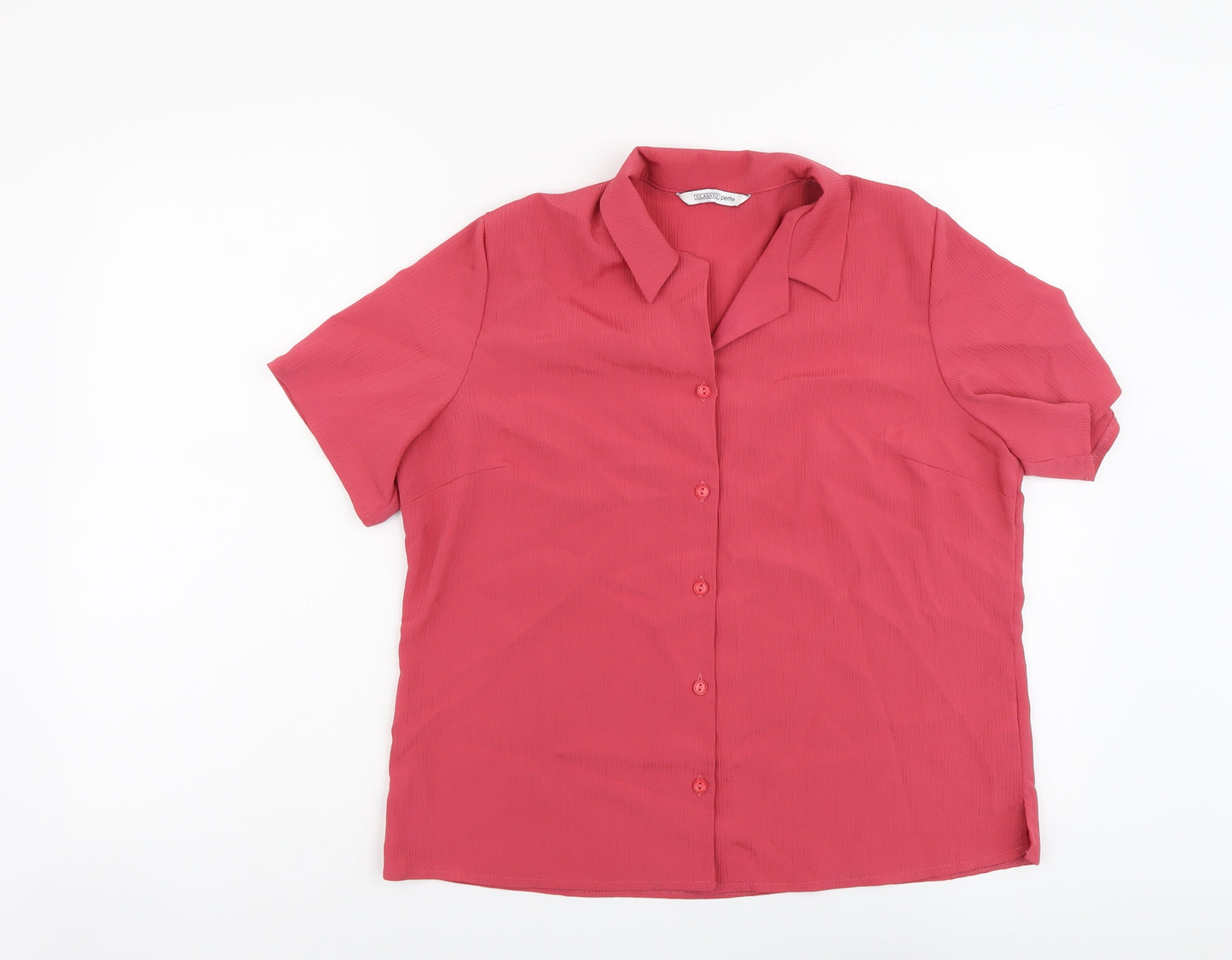BHS Womens Pink Polyester Basic Button-Up Size 16 Collared