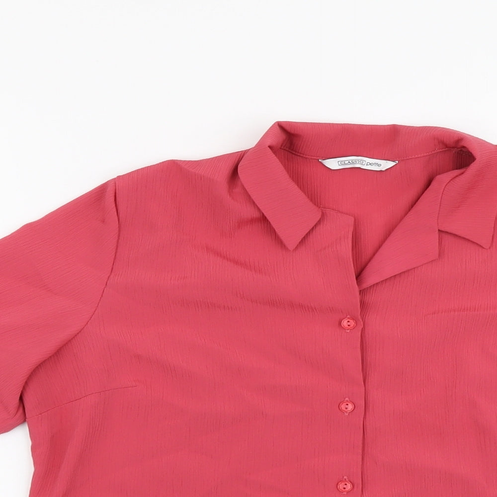 BHS Womens Pink Polyester Basic Button-Up Size 16 Collared