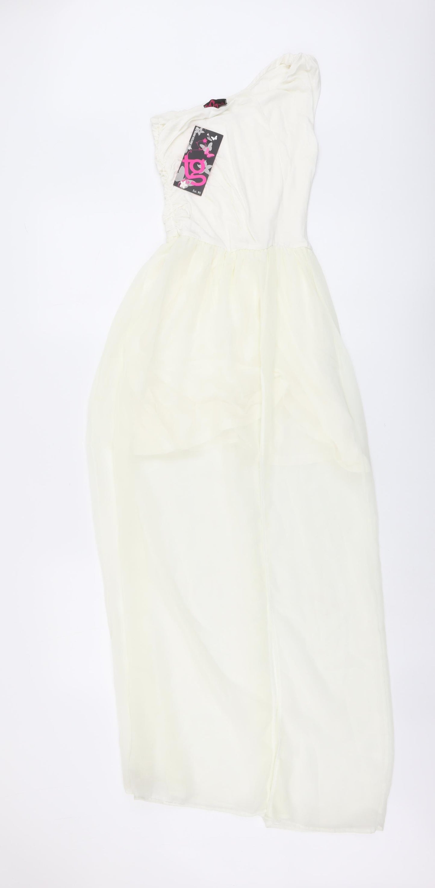 TG Womens Ivory Polyester Maxi Size 8 One Shoulder Pullover