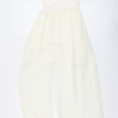 TG Womens Ivory Polyester Maxi Size 8 One Shoulder Pullover