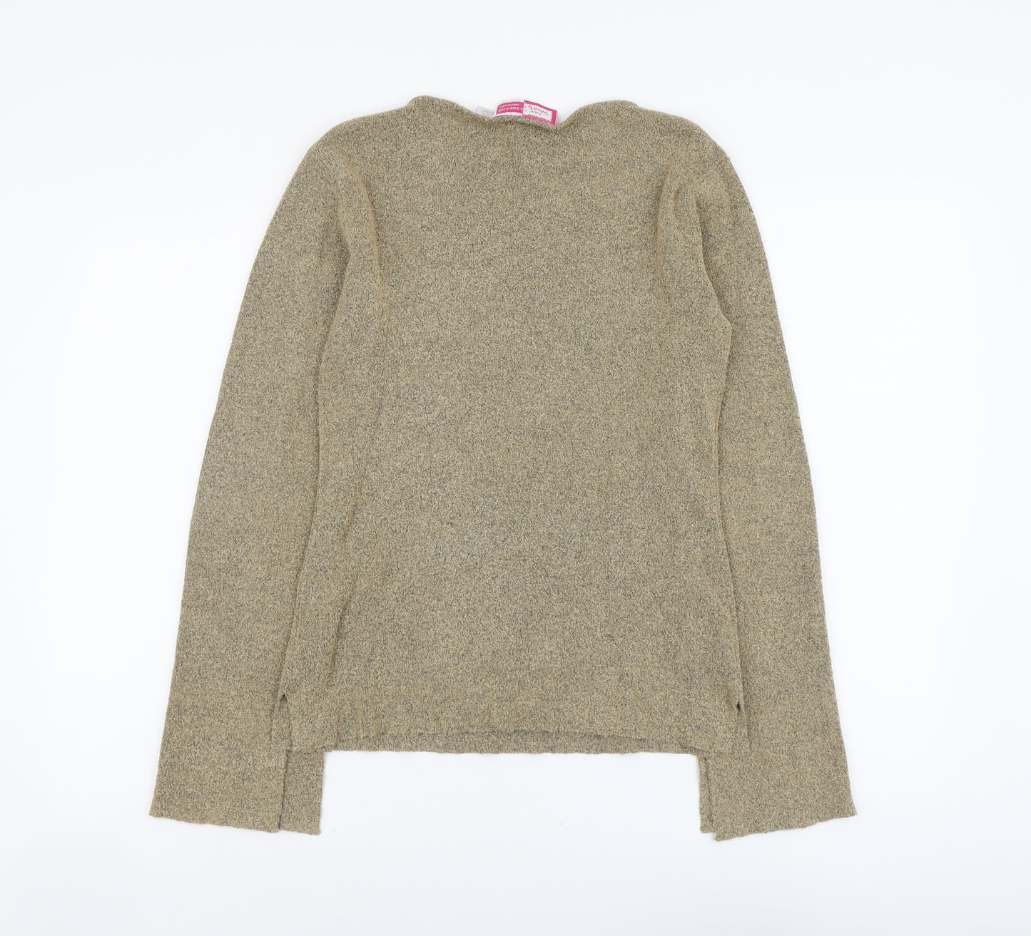 Say What Womens Beige V-Neck Acrylic Pullover Jumper Size L