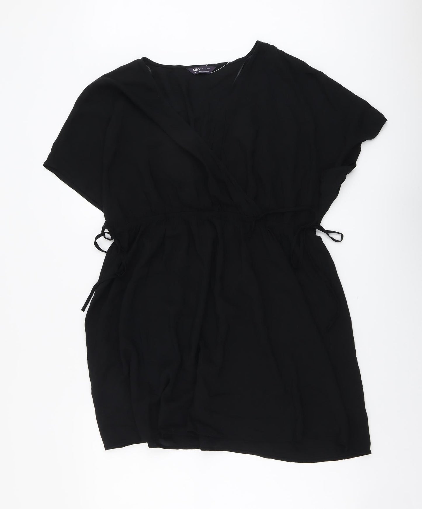 Marks and Spencer Womens Black Viscose Fit & Flare Size 18 V-Neck Pullover