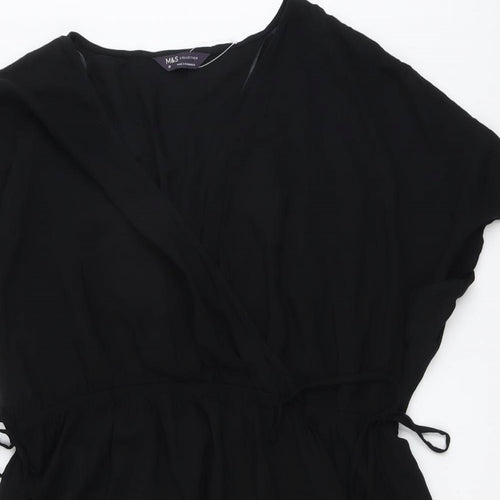 Marks and Spencer Womens Black Viscose Fit & Flare Size 18 V-Neck Pullover