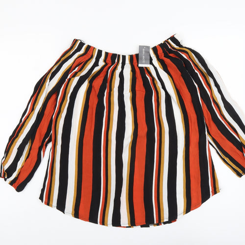 Select Womens Multicoloured Striped Viscose Basic Blouse Size 10 Boat Neck