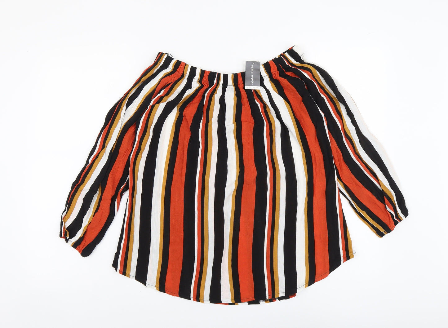 Select Womens Multicoloured Striped Viscose Basic Blouse Size 10 Boat Neck
