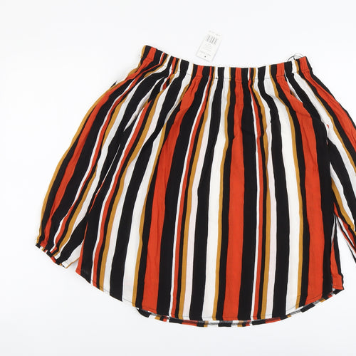 Select Womens Multicoloured Striped Viscose Basic Blouse Size 10 Boat Neck