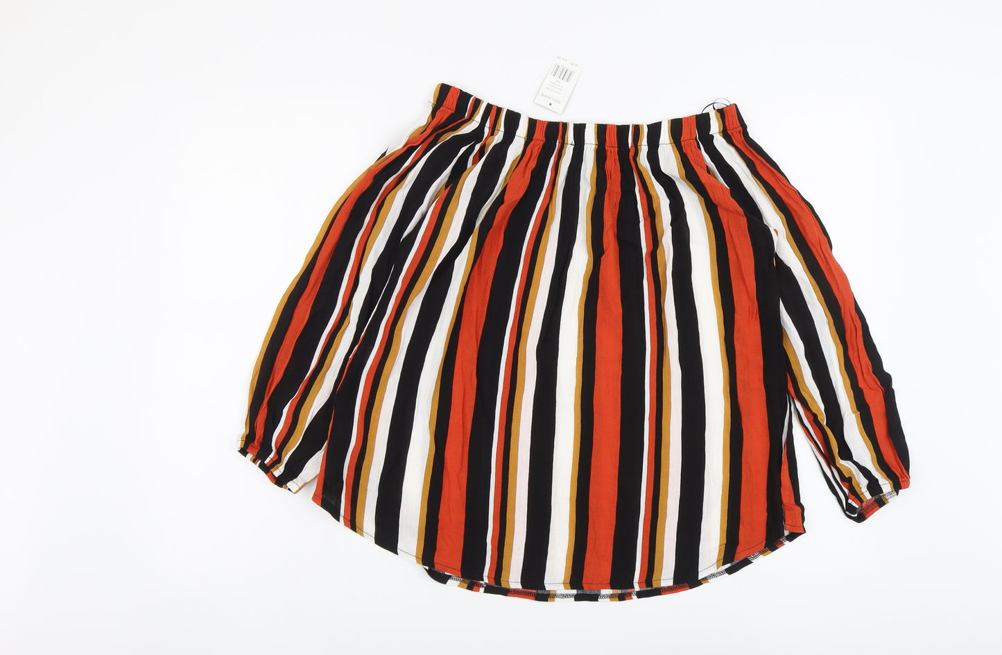 Select Womens Multicoloured Striped Viscose Basic Blouse Size 10 Boat Neck