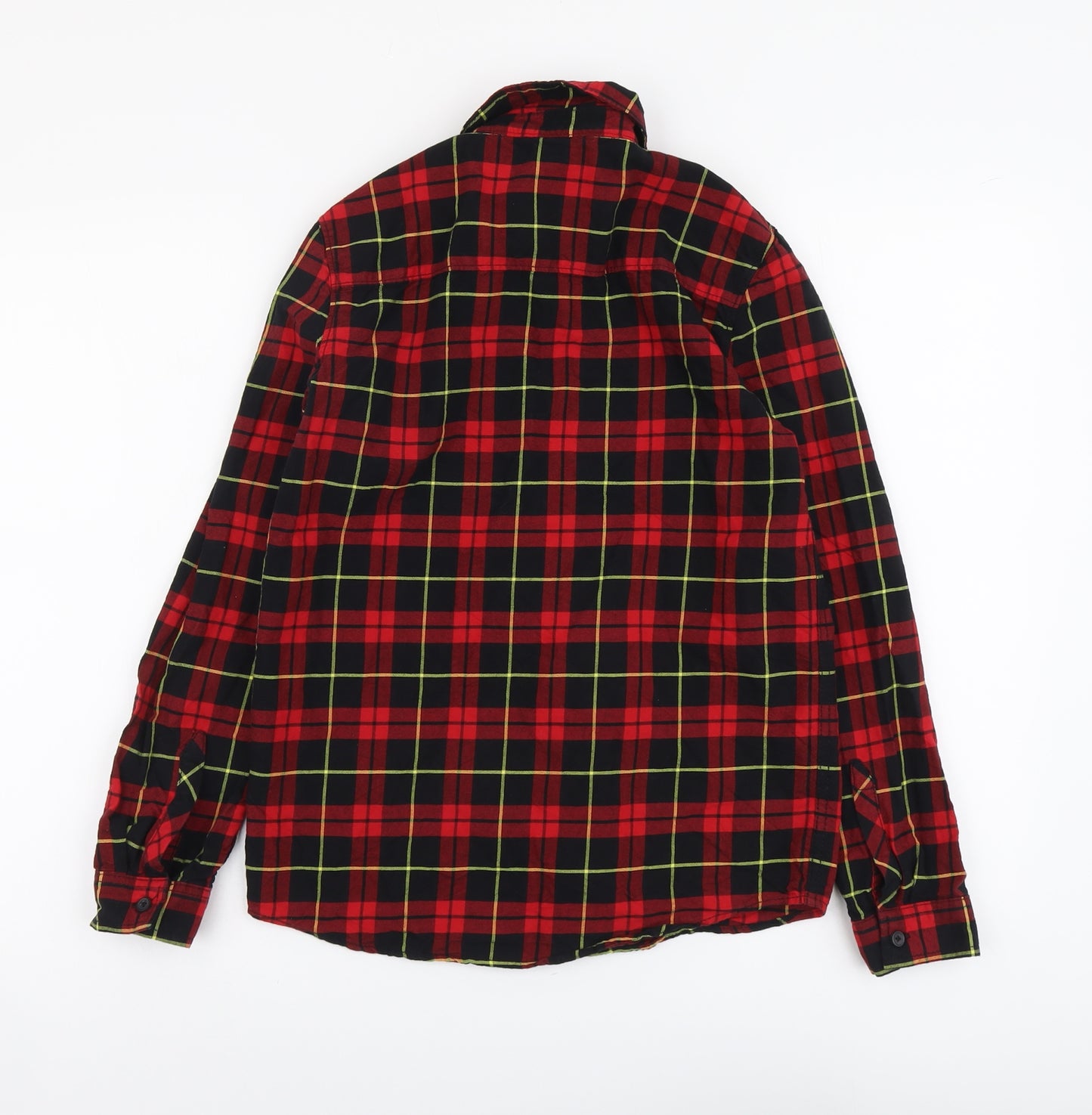 F&F Boys Red Plaid Cotton Basic Button-Up Size 12-13 Years Collared Button