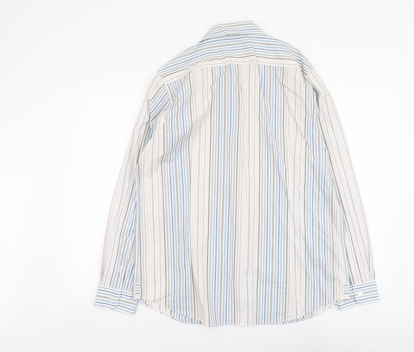 Jasper Conran Mens Multicoloured Striped Cotton Dress Shirt Size L Collared Button