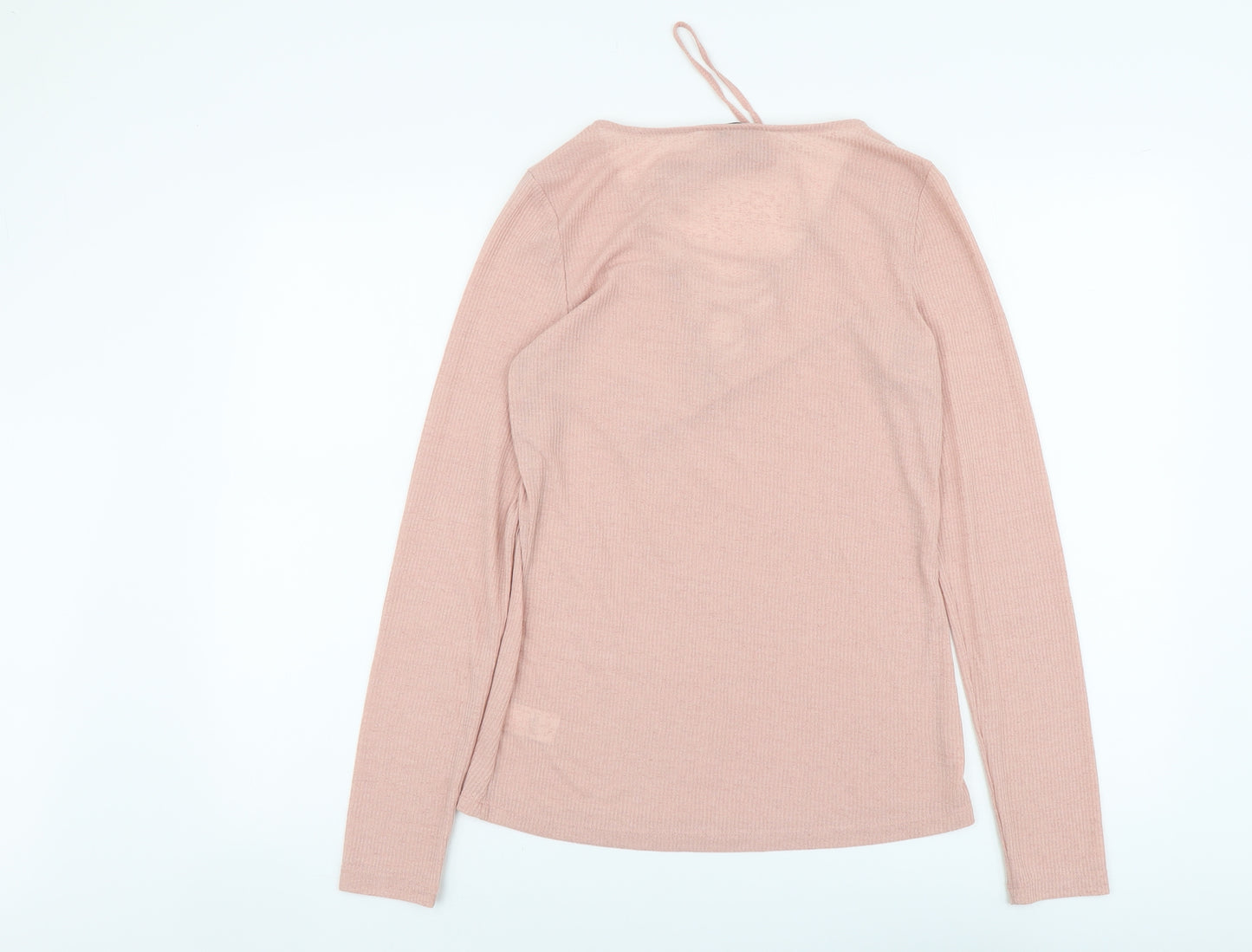 NEXT Womens Pink Polyester Basic T-Shirt Size 10 V-Neck