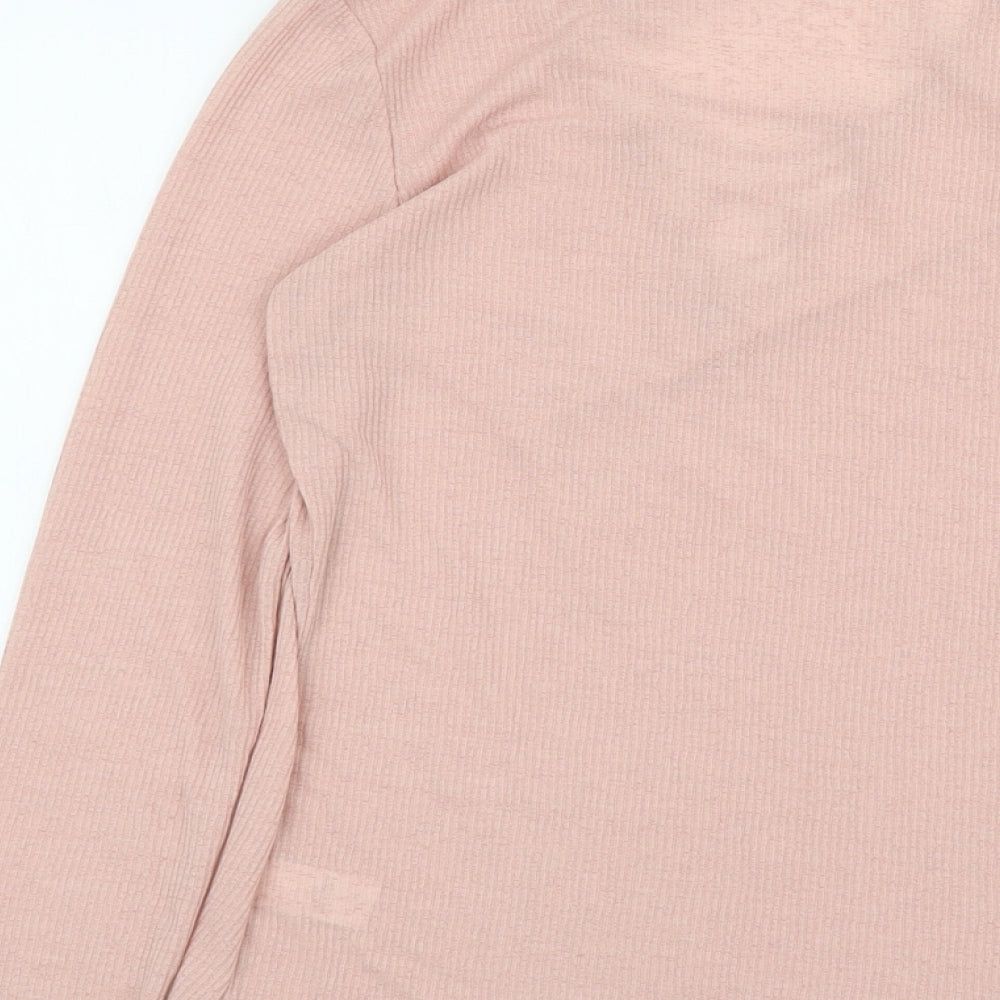 NEXT Womens Pink Polyester Basic T-Shirt Size 10 V-Neck