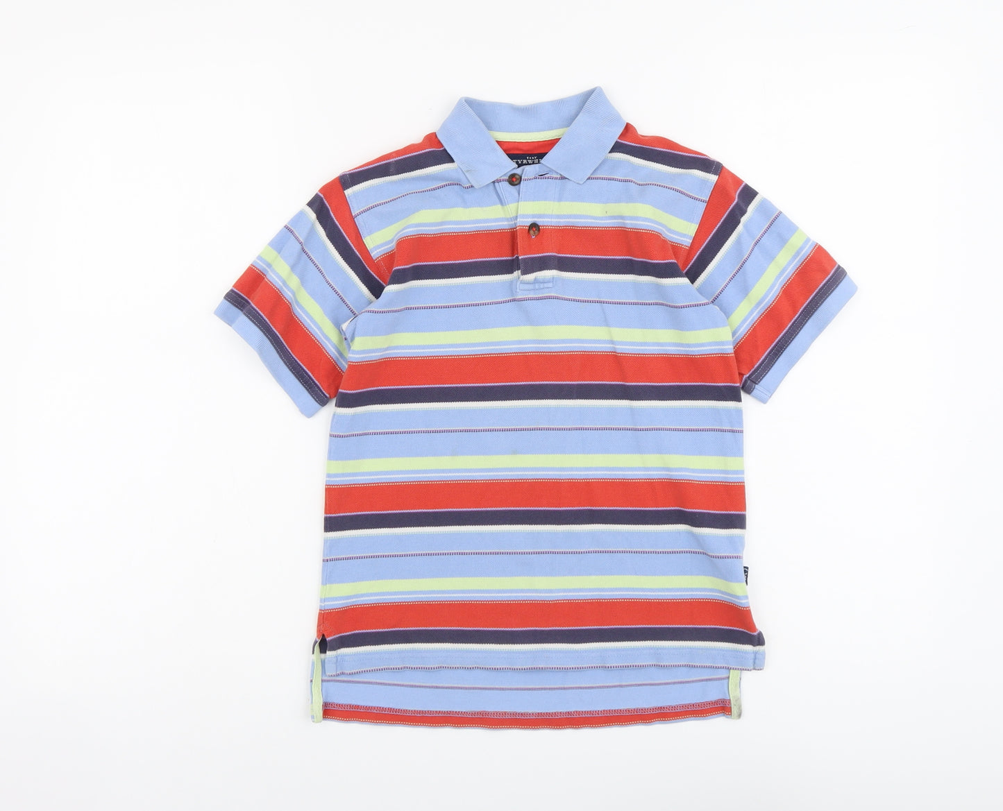 Tiny Tyrwhitt Girls Multicoloured Striped Cotton Basic Polo Size 5-6 Years Collared Button
