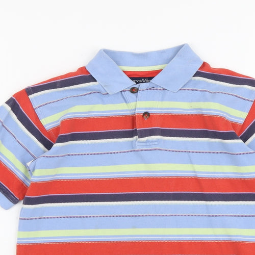Tiny Tyrwhitt Girls Multicoloured Striped Cotton Basic Polo Size 5-6 Years Collared Button
