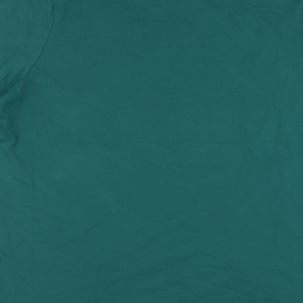 Marks and Spencer Mens Green Cotton T-Shirt Size XL Round Neck - Gin-Gle All The Way