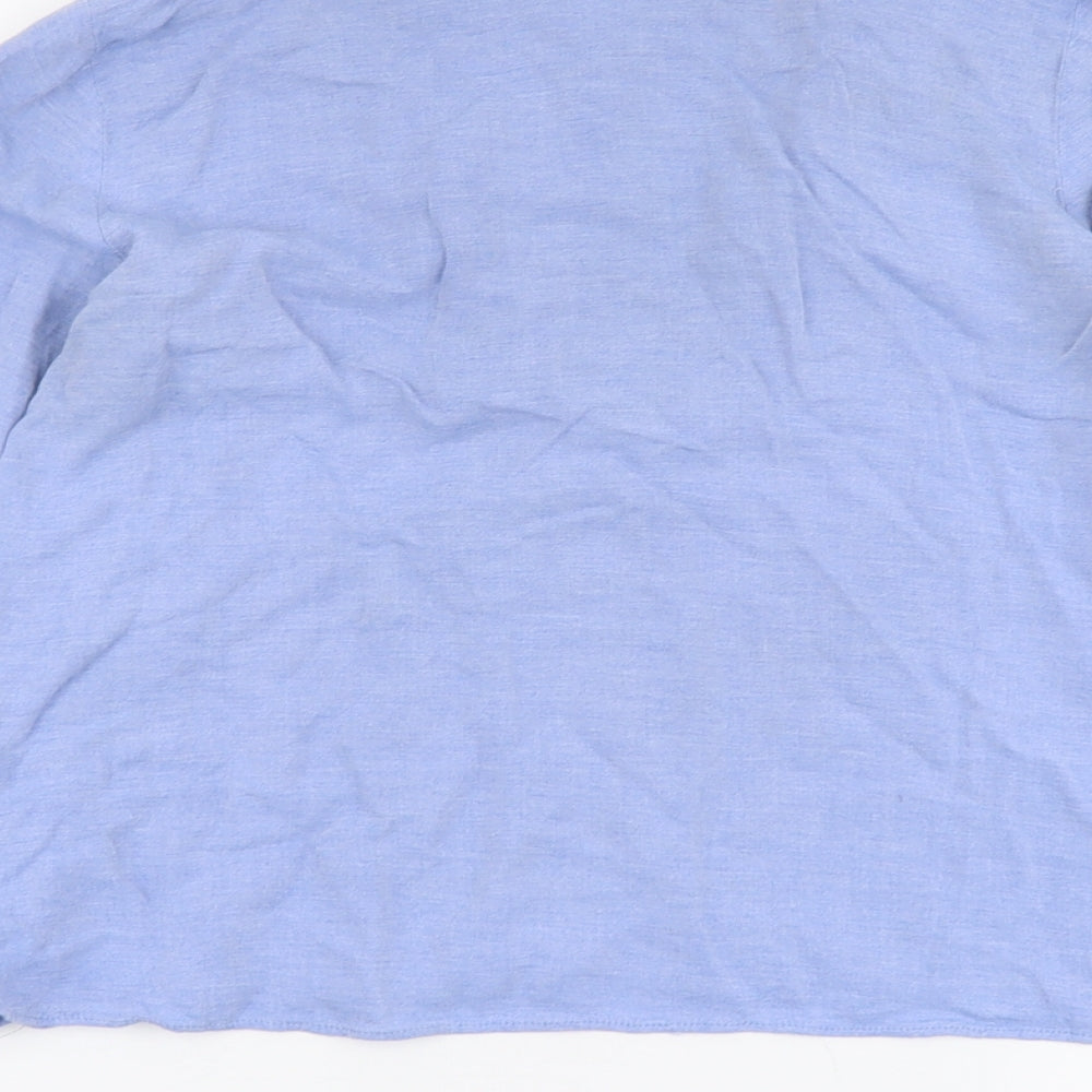 Zara Womens Blue Viscose Basic Blouse Size M Round Neck