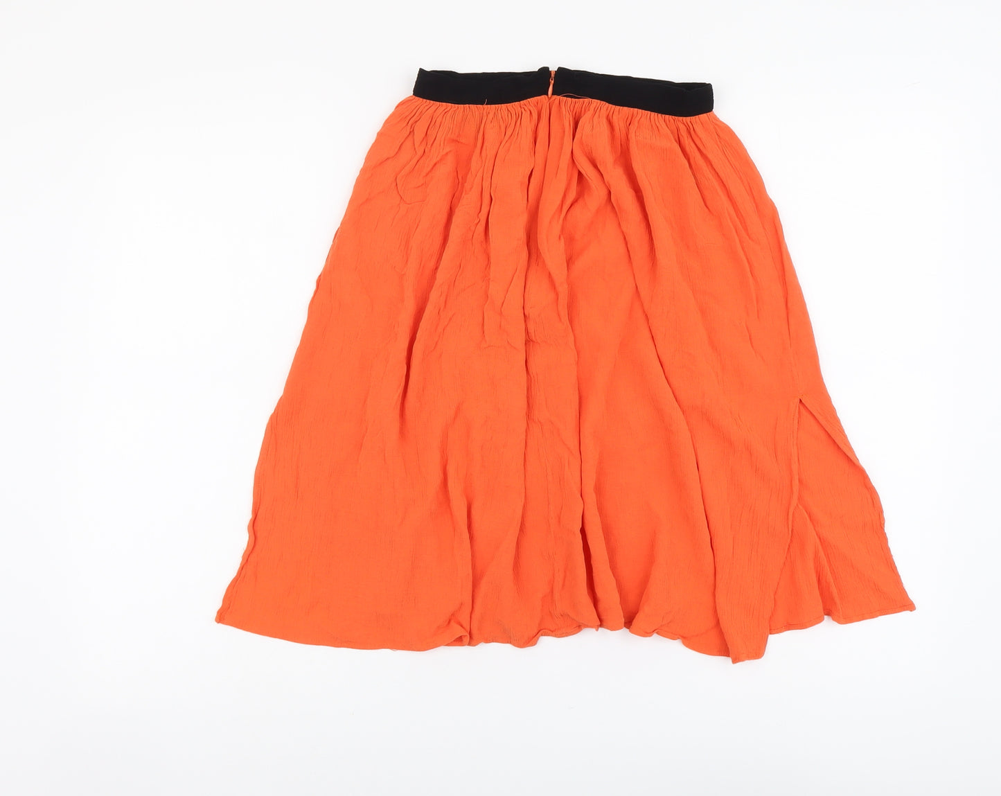 Topshop Womens Orange Viscose Pleated Skirt Size 6 Zip