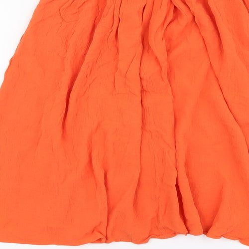 Topshop Womens Orange Viscose Pleated Skirt Size 6 Zip