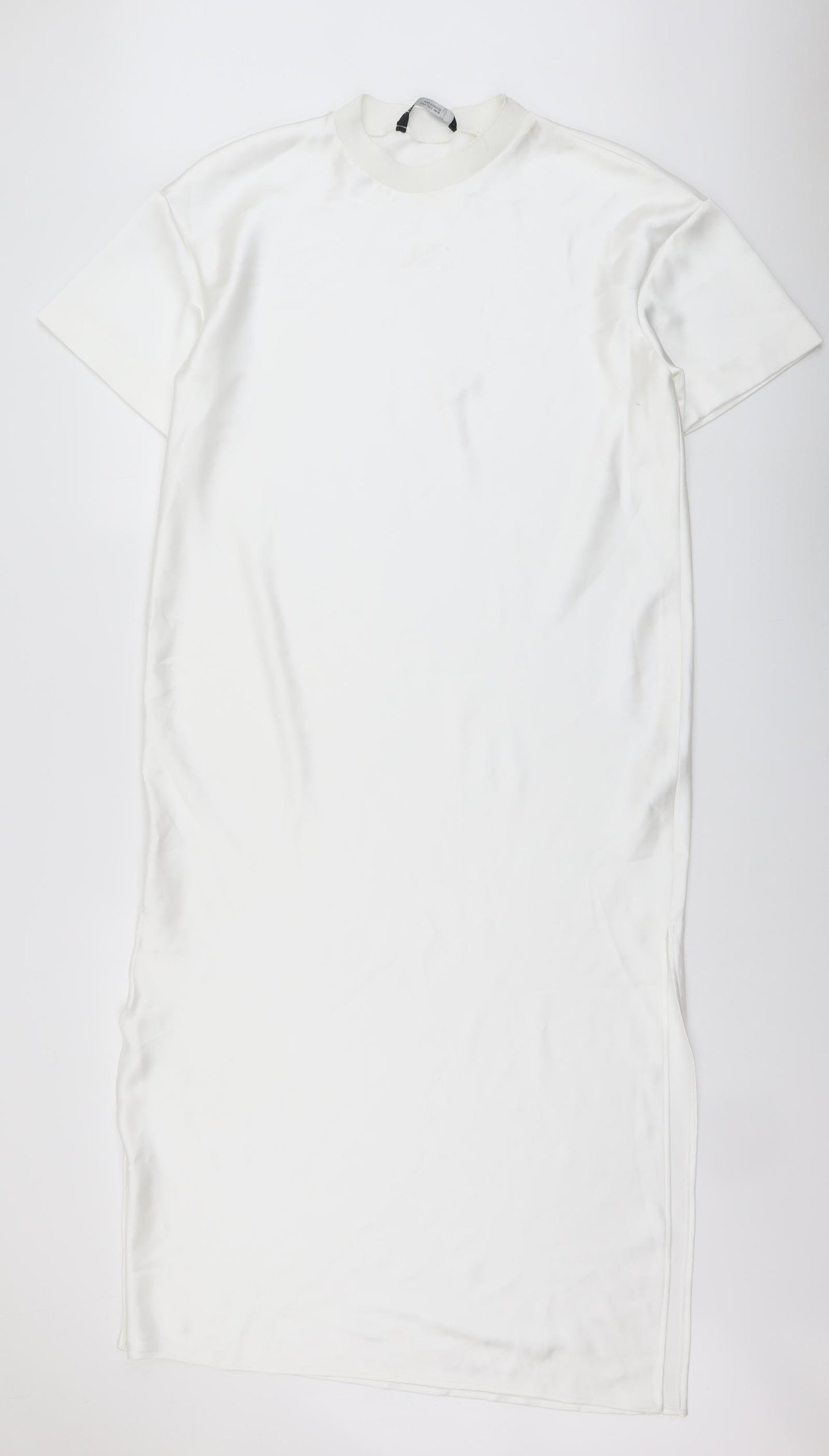 Zara Womens White Polyester A-Line Size L Round Neck Pullover