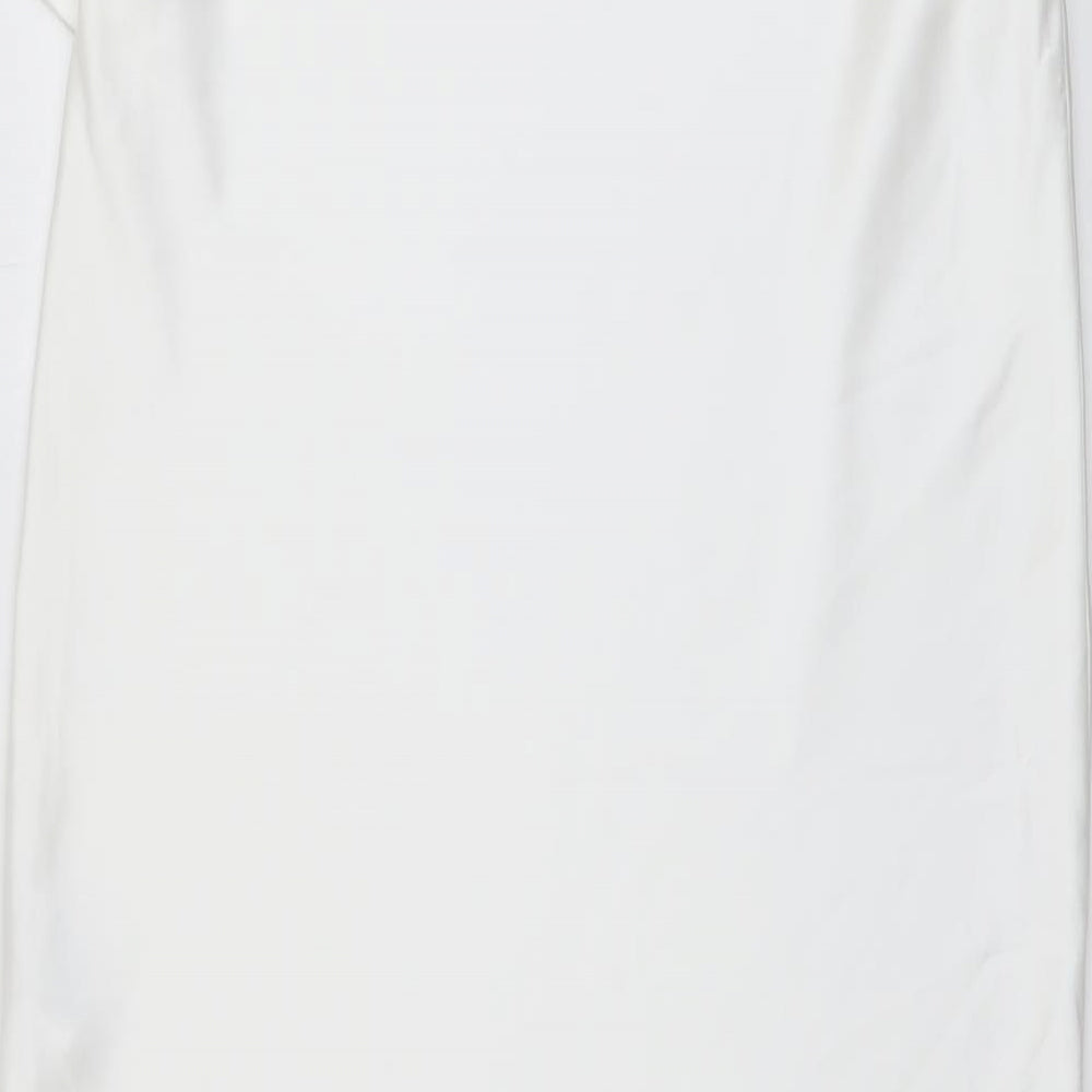 Zara Womens White Polyester A-Line Size L Round Neck Pullover
