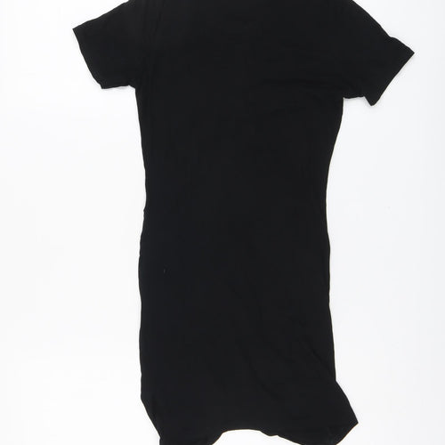 PRETTYLITTLETHING Womens Black Viscose Bodycon Size 4 V-Neck Pullover
