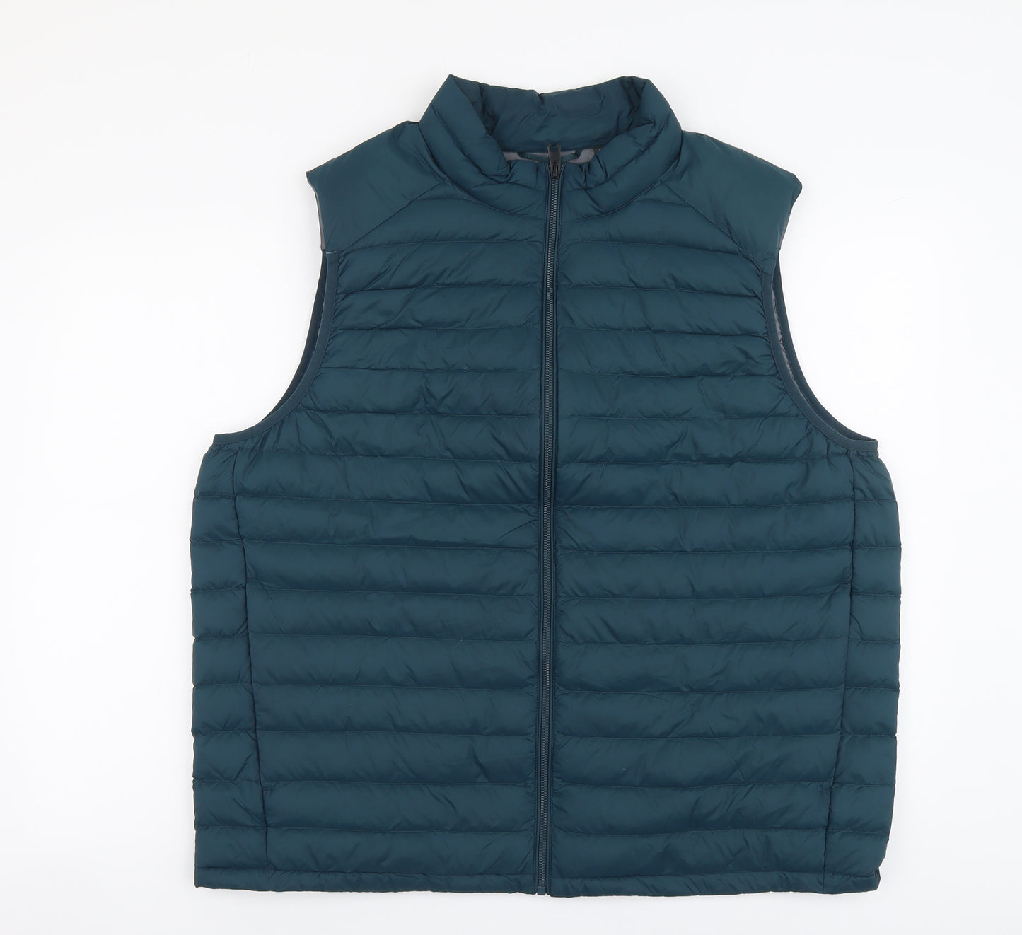 Marks and Spencer Mens Green Quilted Waistcoat Size 2XL Zip