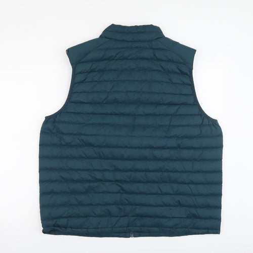 Marks and Spencer Mens Green Quilted Waistcoat Size 2XL Zip