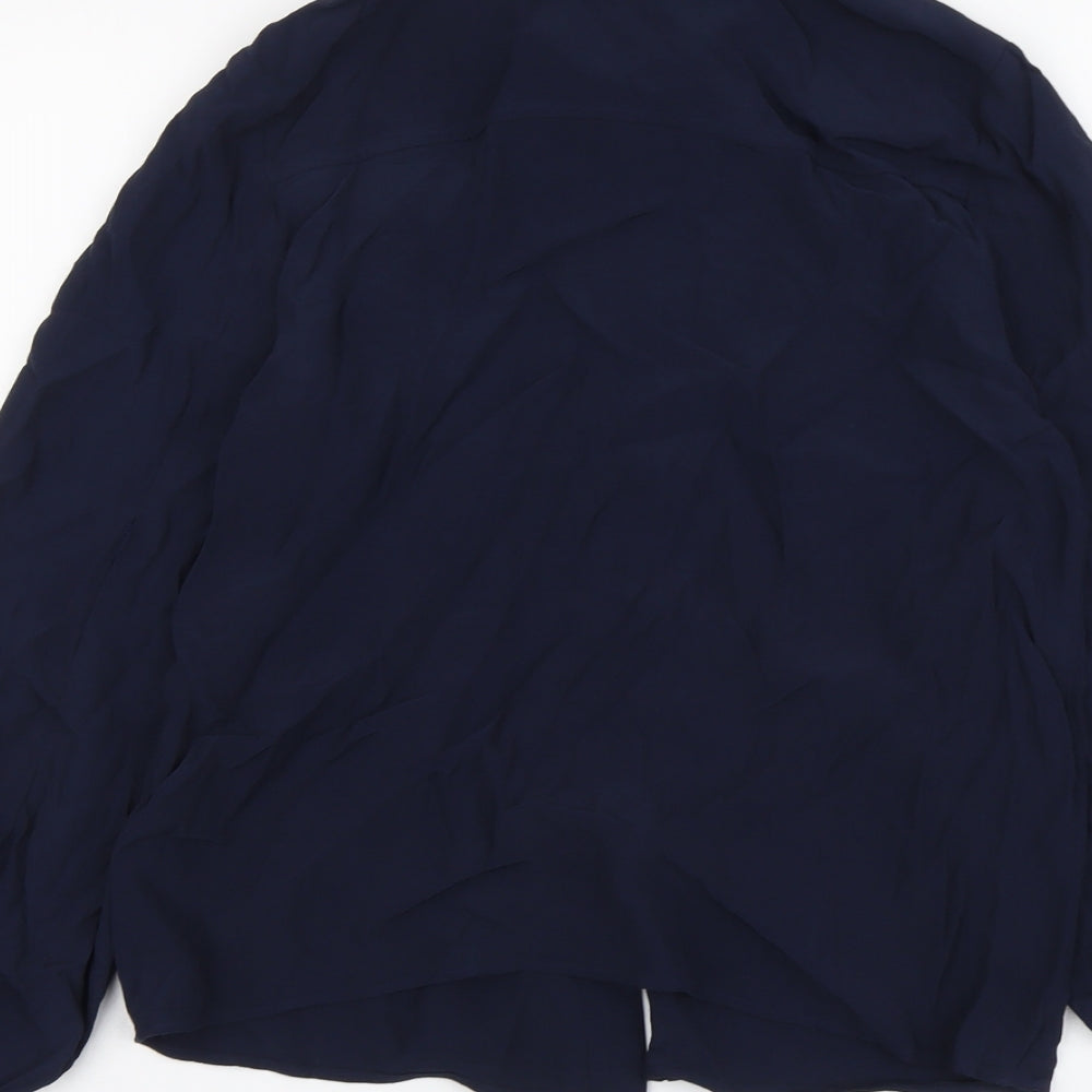 Marks and Spencer Womens Blue Viscose Basic Button-Up Size 8 Collared