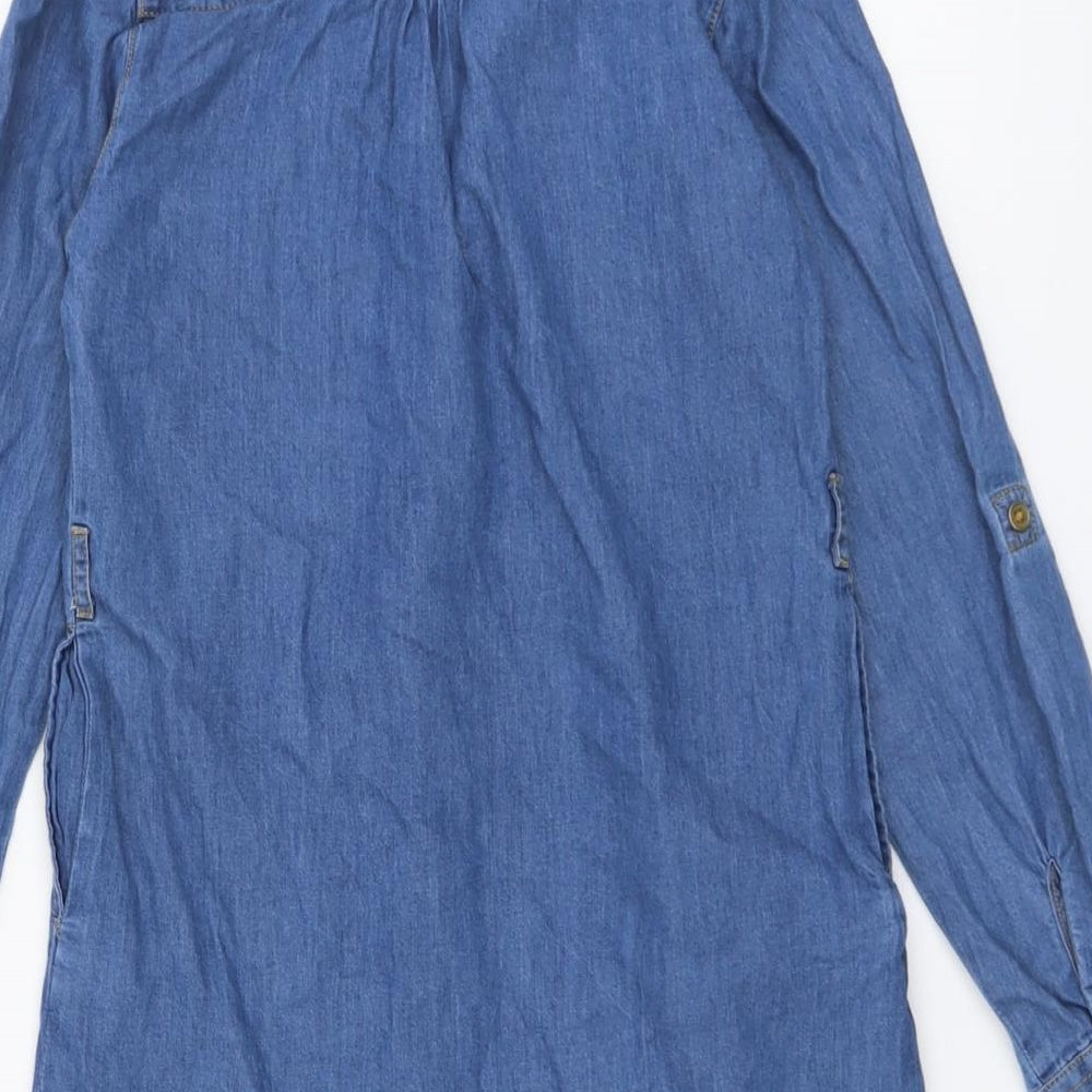 Japna Kids Girls Blue Cotton A-Line Size 10 Years Collared Button