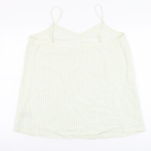 Marks and Spencer Womens Beige Striped Viscose Basic Tank Size 18 V-Neck
