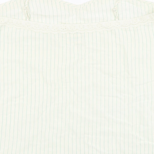Marks and Spencer Womens Beige Striped Viscose Basic Tank Size 18 V-Neck