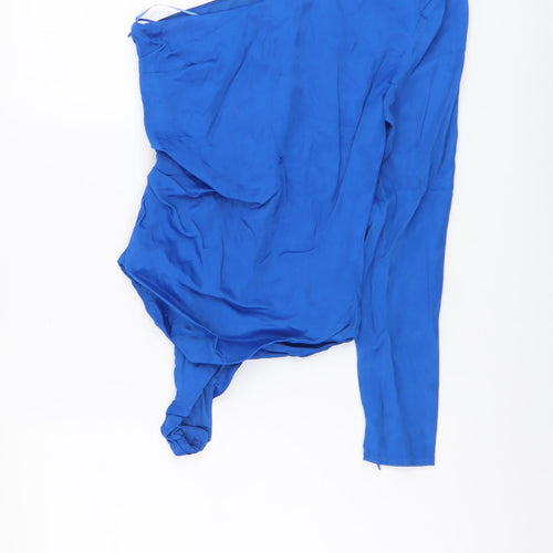 Zara Womens Blue Viscose Bodysuit One-Piece Size S Snap