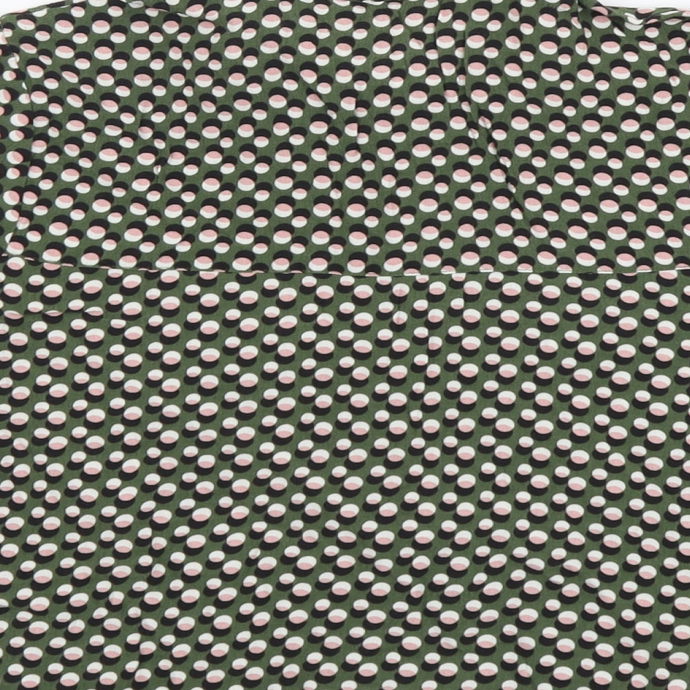 Topshop Womens Green Polka Dot Viscose Basic Button-Up Size 12 Collared