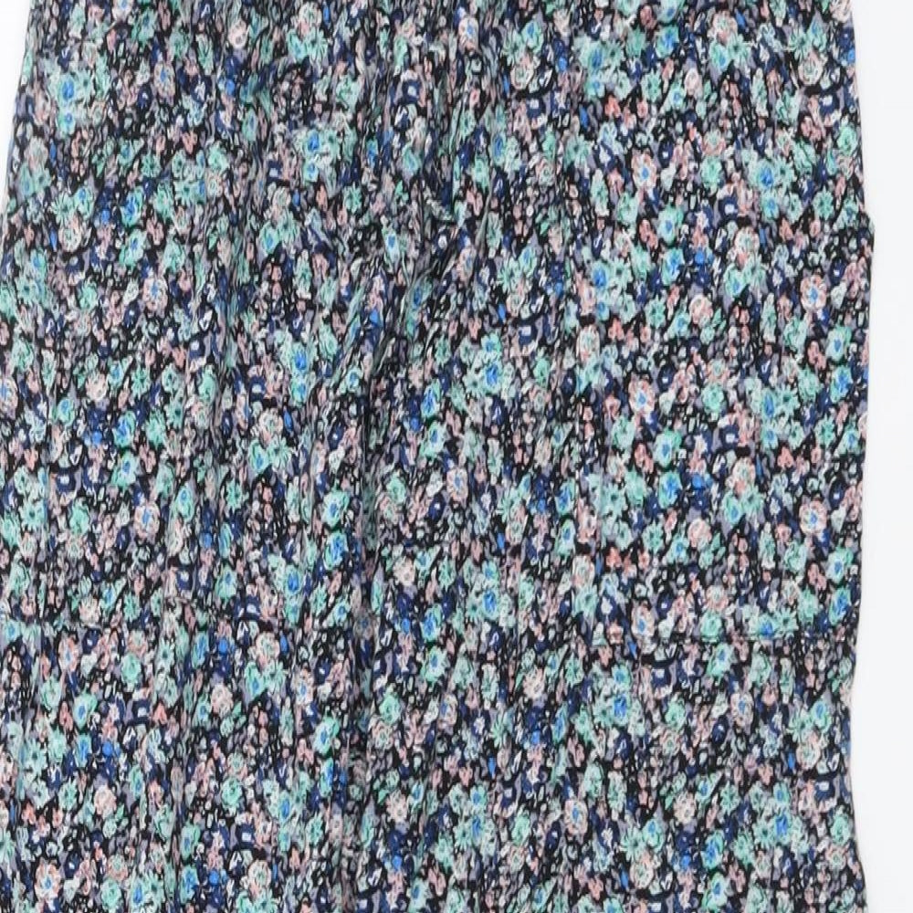 Apricot Womens Blue Floral Viscose Harem Trousers Size M L26 in Regular Drawstring
