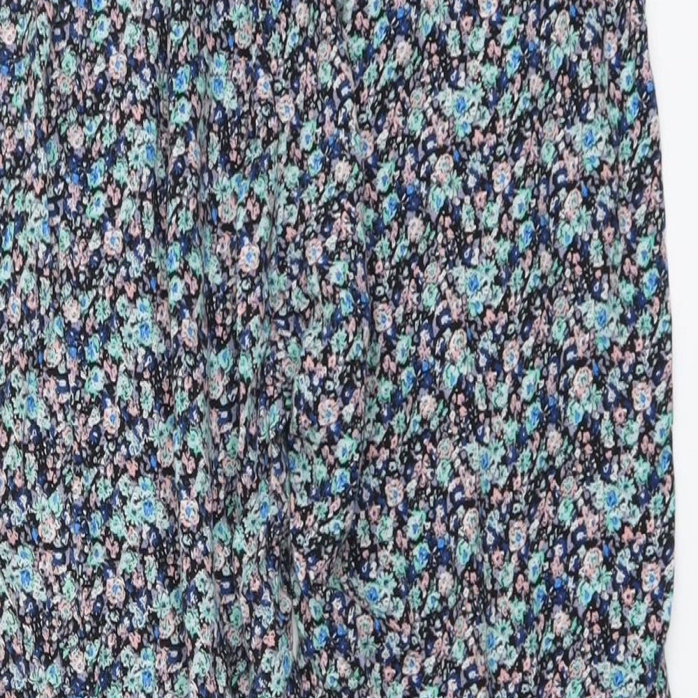 Apricot Womens Blue Floral Viscose Harem Trousers Size M L26 in Regular Drawstring