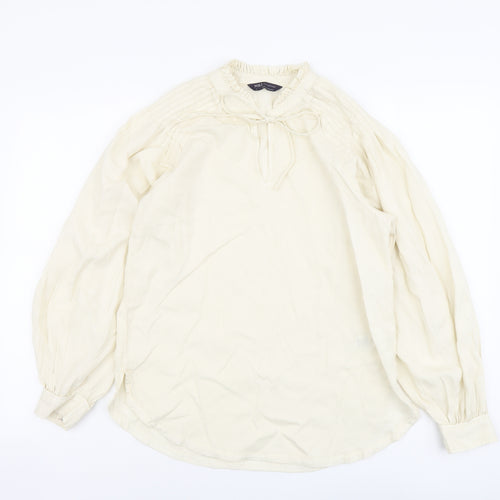 Marks and Spencer Womens Beige Lyocell Basic Blouse Size 8 Round Neck