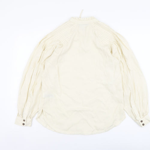 Marks and Spencer Womens Beige Lyocell Basic Blouse Size 8 Round Neck