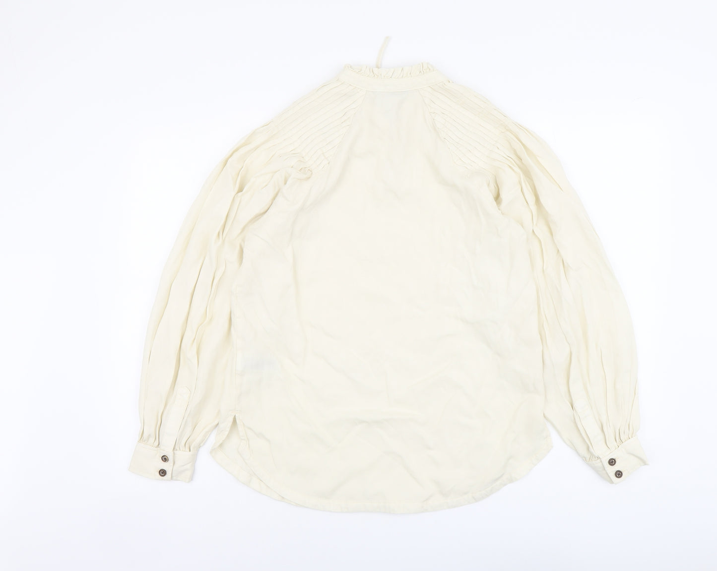 Marks and Spencer Womens Beige Lyocell Basic Blouse Size 8 Round Neck