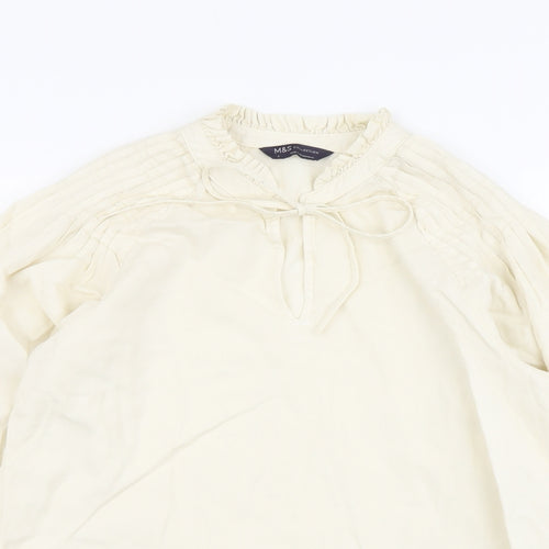 Marks and Spencer Womens Beige Lyocell Basic Blouse Size 8 Round Neck
