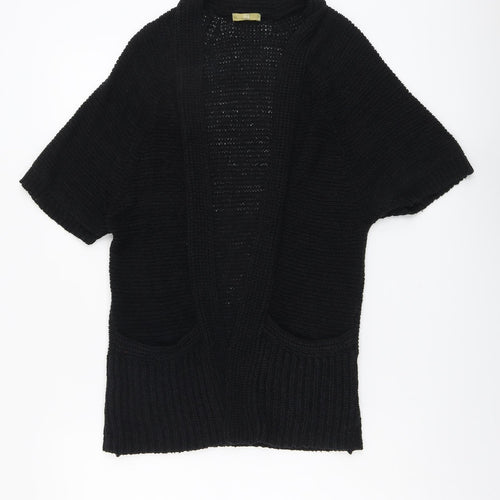 TU Womens Black V-Neck Acrylic Cardigan Jumper Size 8
