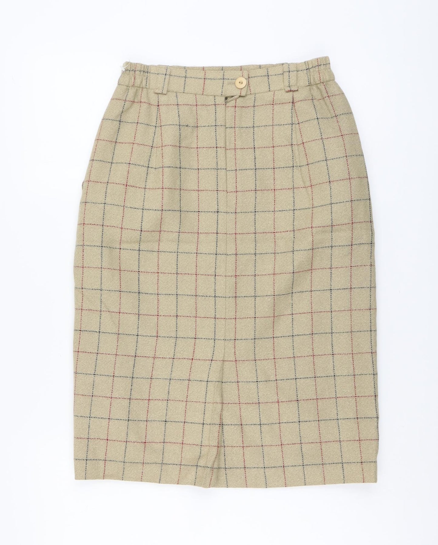 Ravens Womens Beige Check Viscose Straight & Pencil Skirt Size 8 Zip