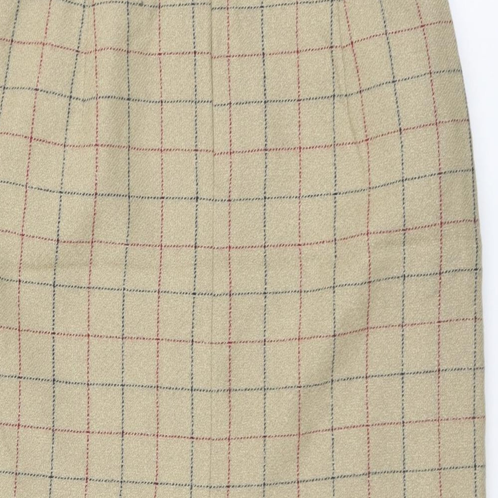 Ravens Womens Beige Check Viscose Straight & Pencil Skirt Size 8 Zip