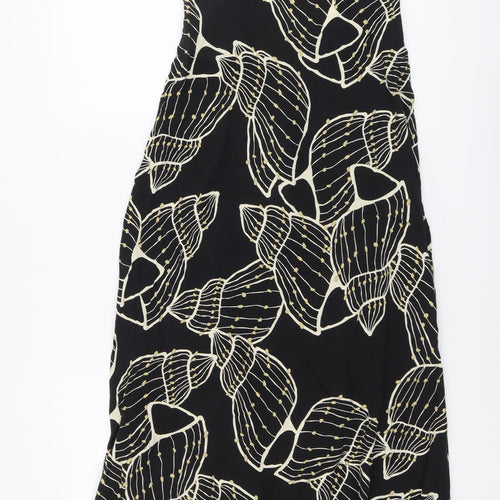 Primark Womens Black Geometric Viscose Trapeze & Swing Size 8 V-Neck Zip - Seashell Pattern