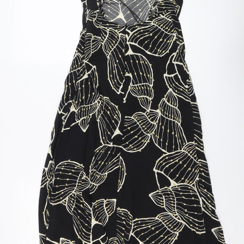 Primark Womens Black Geometric Viscose Trapeze & Swing Size 8 V-Neck Zip - Seashell Pattern